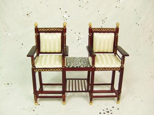 ** 8012-01 ** Mahogan Game Room Chair for 2 w/ Gold hand Painted